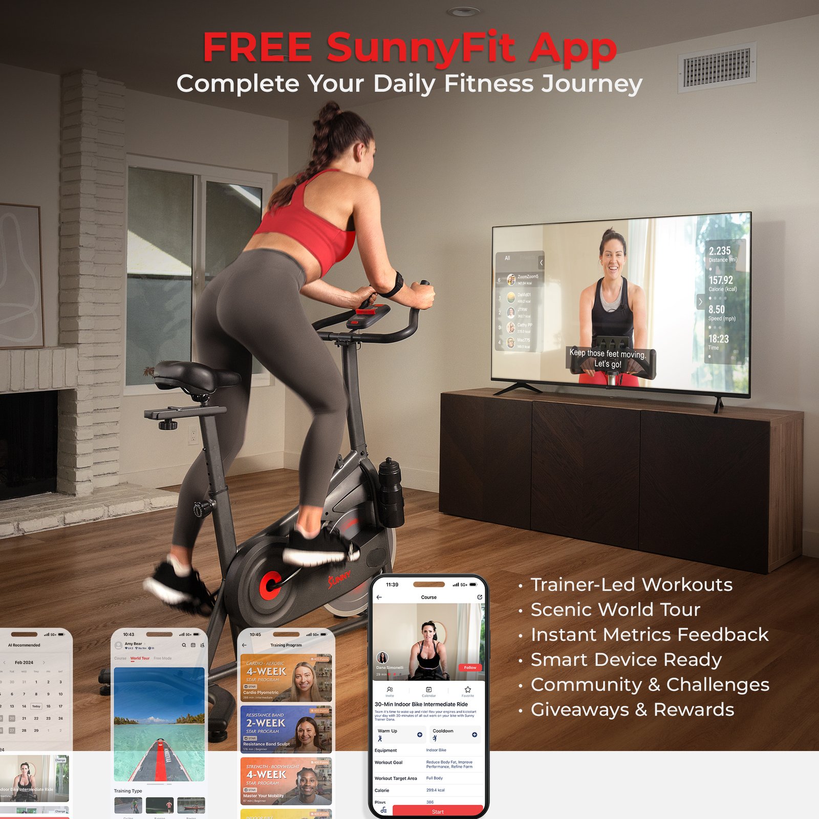 Sunny Health & Fitness ACTIVE 100 Smart Magnetic Cycling Exercise Bike - SF-B124066 - Image 2