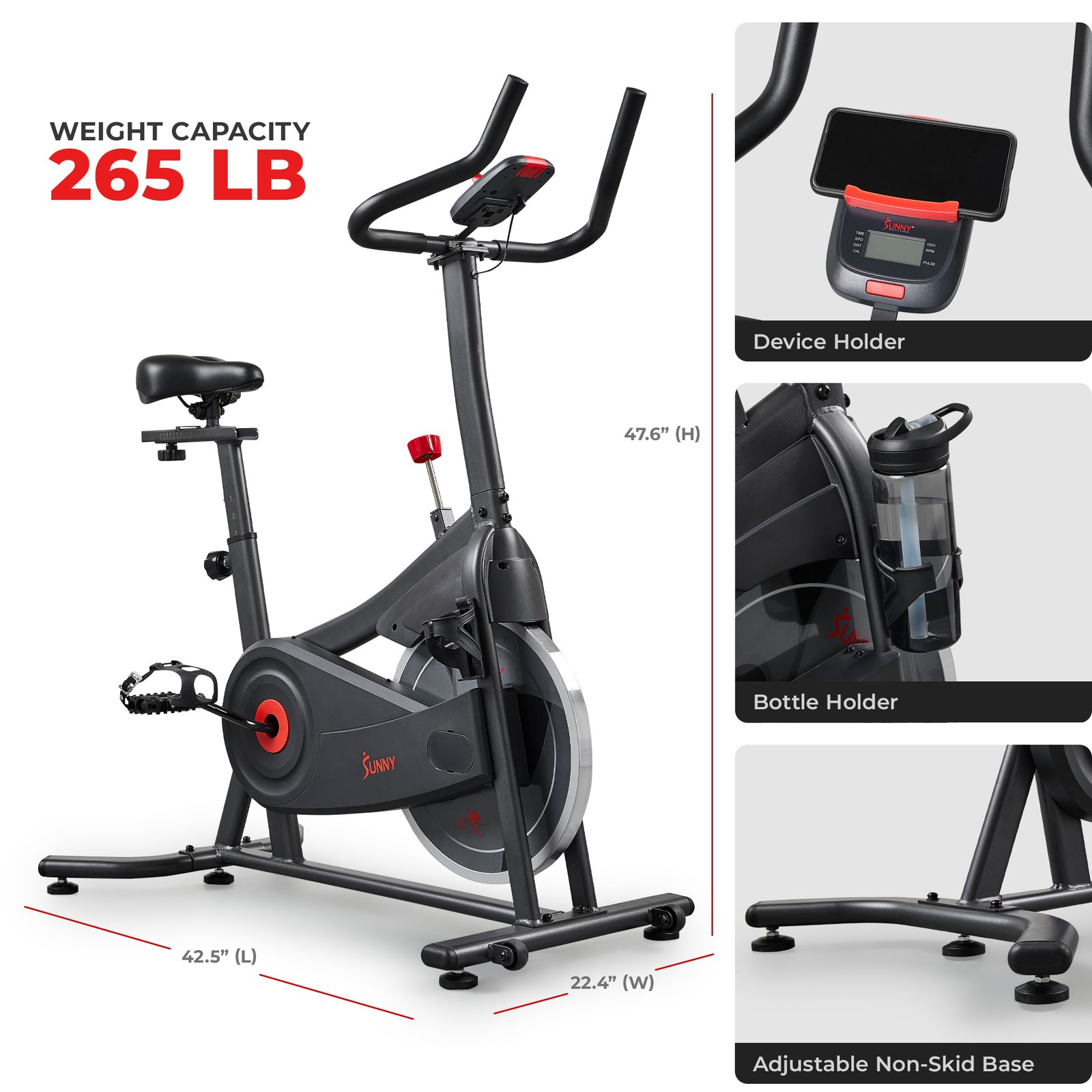 Sunny Health & Fitness ACTIVE 100 Smart Magnetic Cycling Exercise Bike - SF-B124066 - Image 7