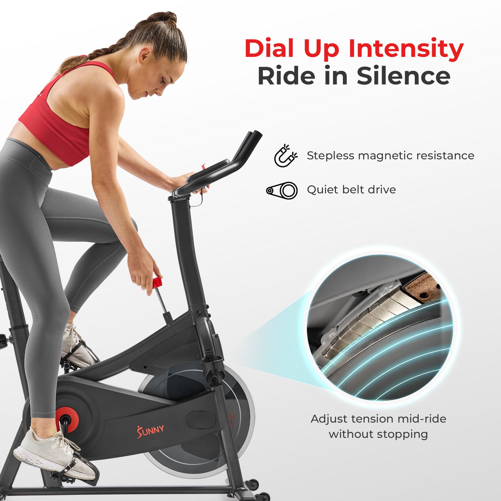 Sunny Health & Fitness ACTIVE 100 Smart Magnetic Cycling Exercise Bike - SF-B124066 - Image 4