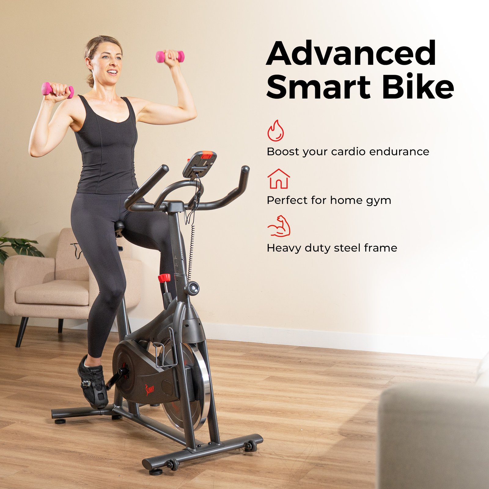 Sunny Health & Fitness ACTIVE 200 Smart Magnetic Cycling Exercise Bike - SF-B124067 - Image 3