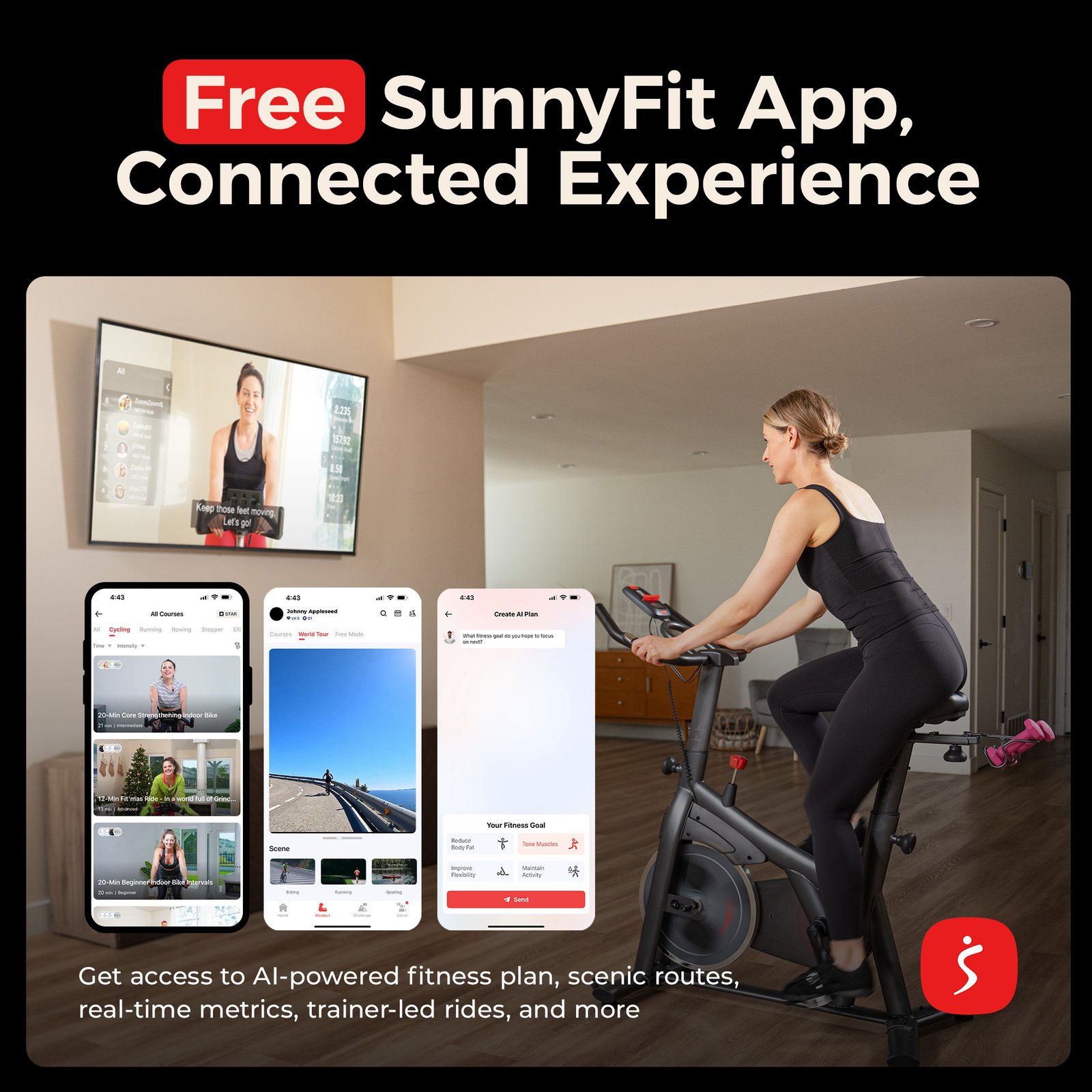 Sunny Health & Fitness ACTIVE 200 Smart Magnetic Cycling Exercise Bike - SF-B124067 - Image 2