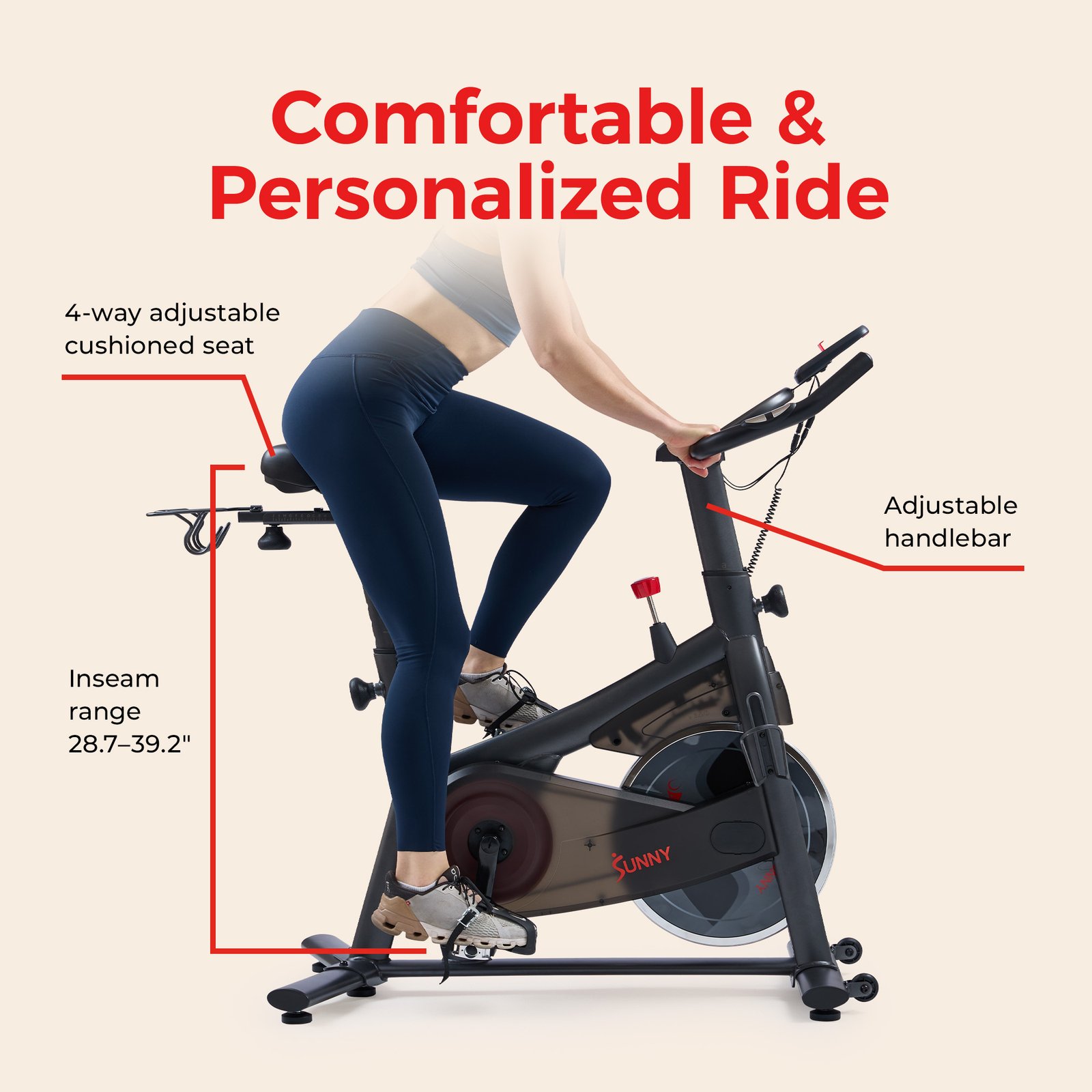 Sunny Health & Fitness ACTIVE 200 Smart Magnetic Cycling Exercise Bike - SF-B124067 - Image 4