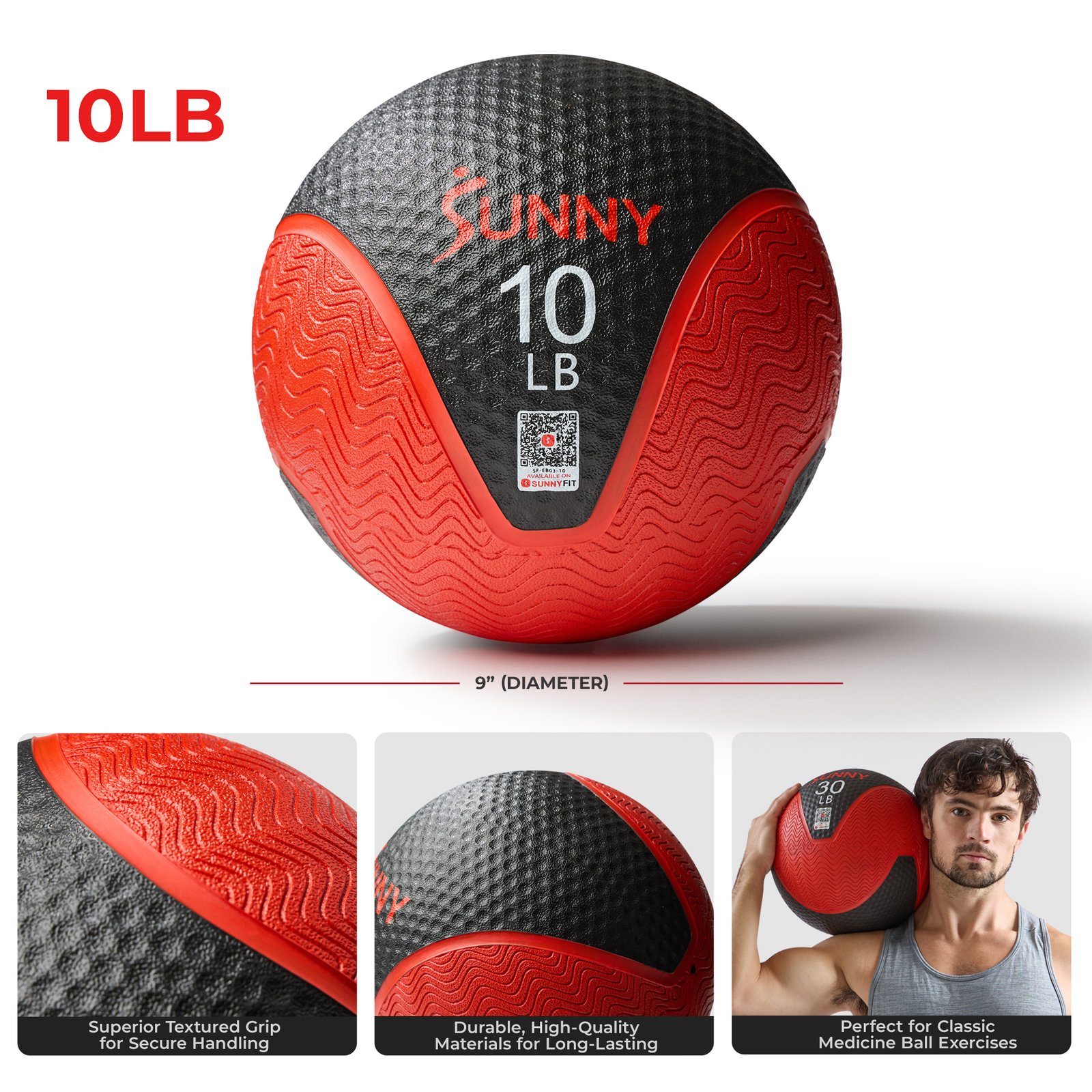 Sunny Health & Fitness Medicine Ball 10LBS - SF-EB03-10 - Image 2