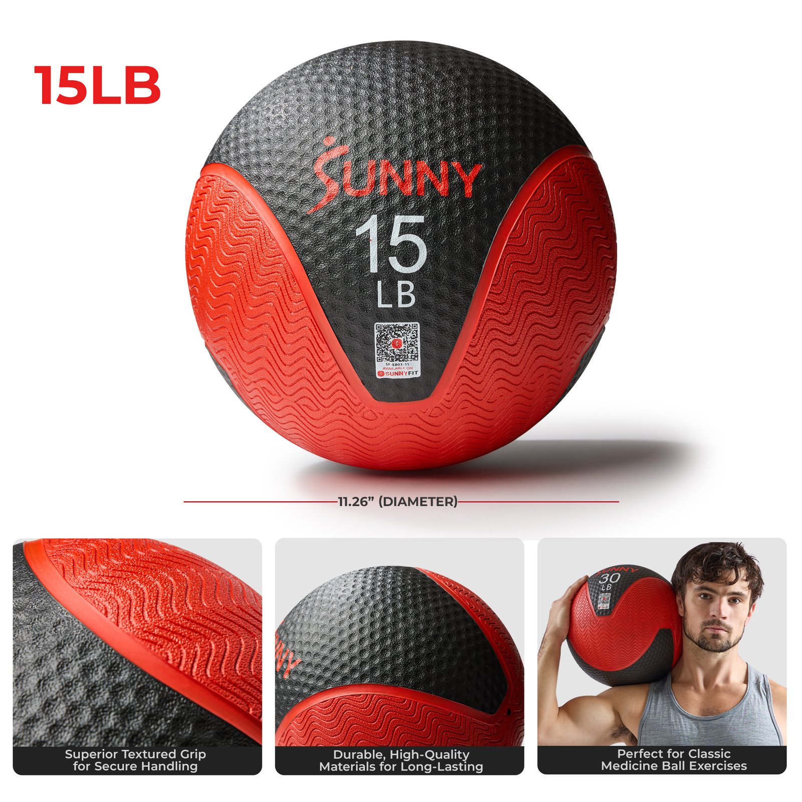 Sunny Health & Fitness Medicine Ball 15LBS - SF-EB03-15 - Image 6