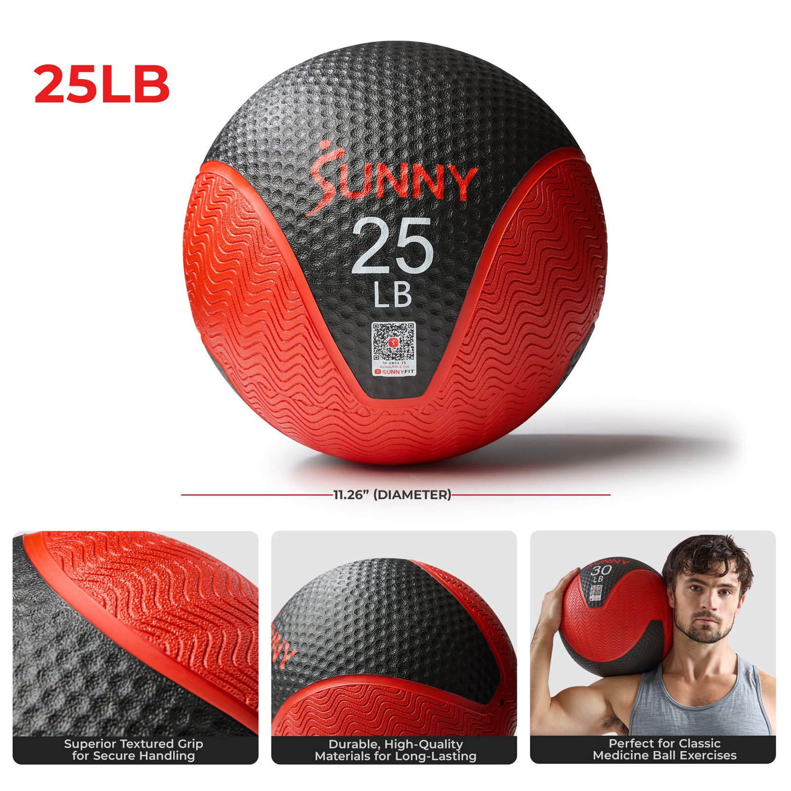 Sunny Health & Fitness Medicine Ball 25LBS - SF-EB03-25 - Image 4