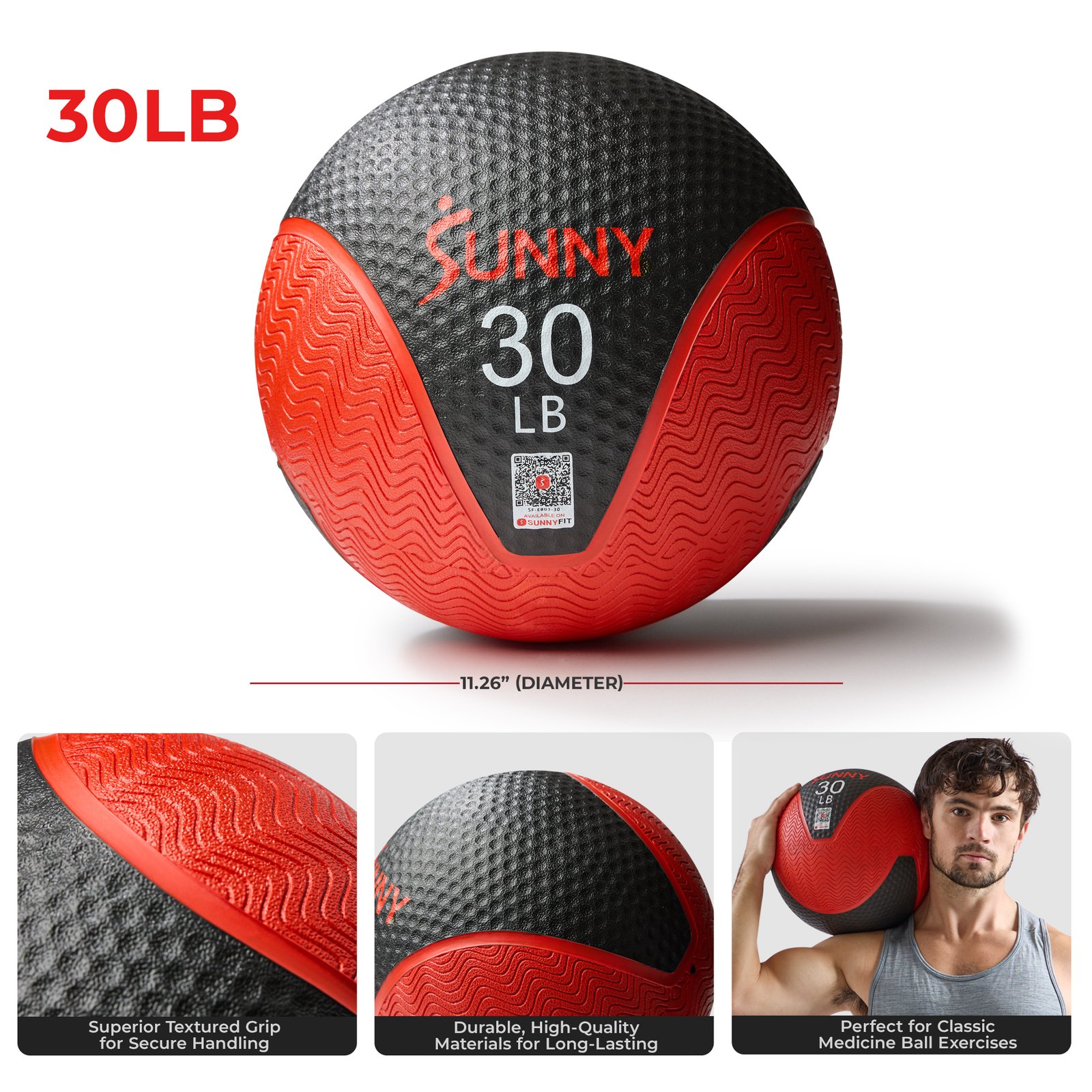 Sunny Health & Fitness Medicine Ball 30LBS - SF-EB03-30 - Image 4