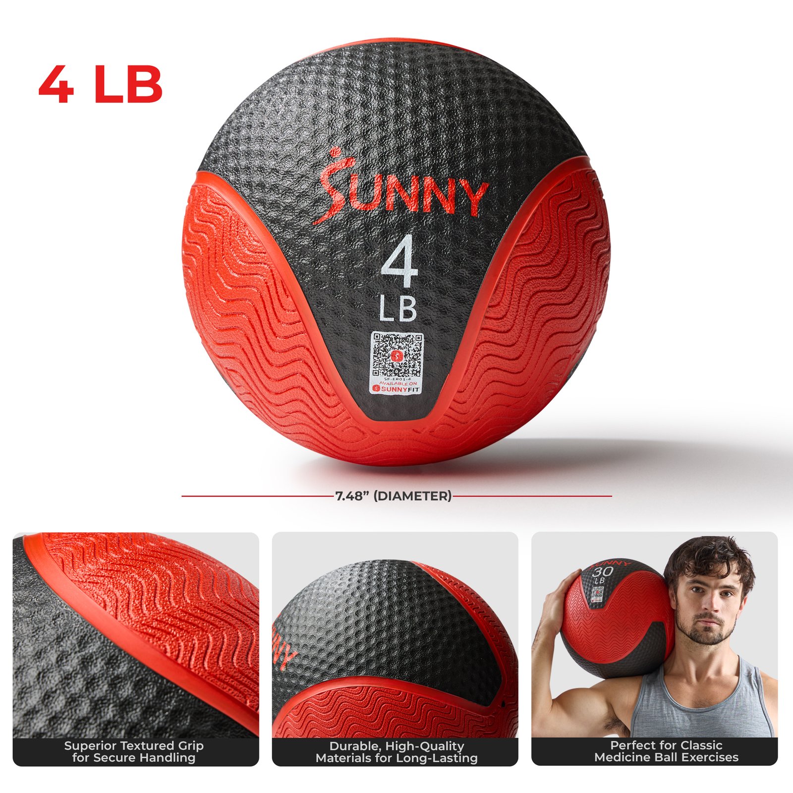 Sunny Health & Fitness Medicine Ball 4LBS - SF-EB03-4 - Image 3