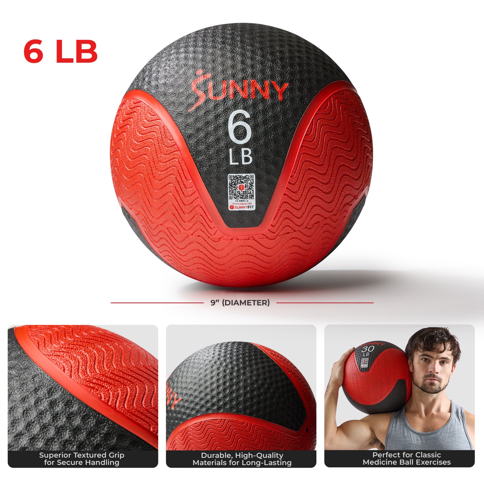 Sunny Health & Fitness Medicine Ball 6LBS - SF-EB03-6 - Image 4