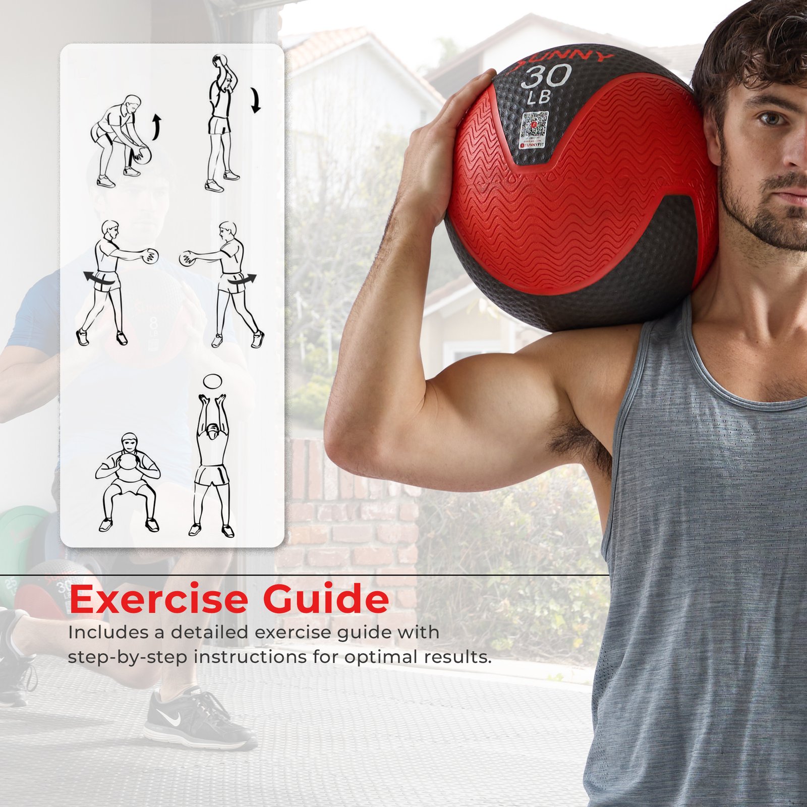 Sunny Health & Fitness Medicine Ball 8LBS - SF-EB03-8 - Image 2