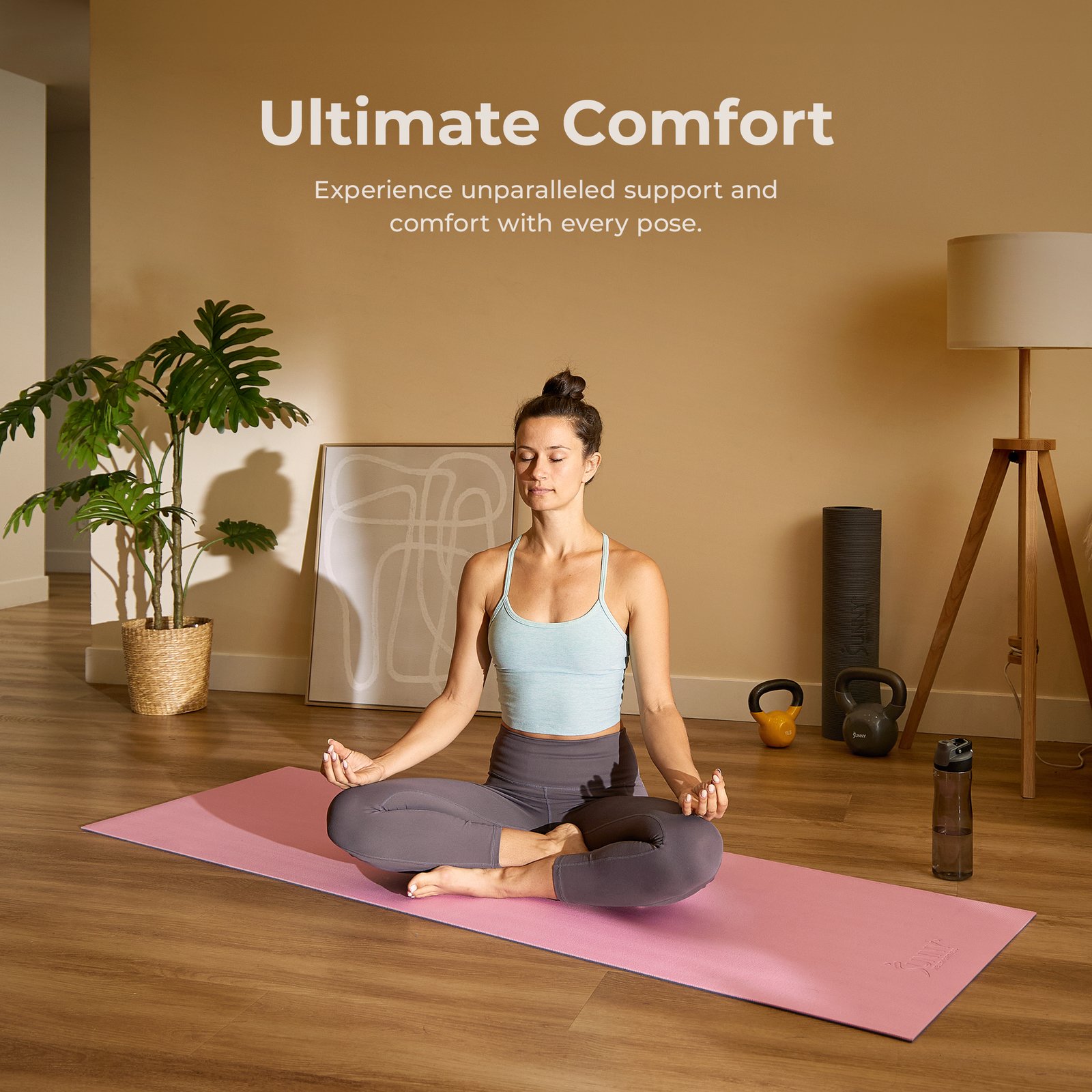Sunny Health & Fitness Anti-Slip Dual Color Exercise Yoga Mat (Pink) - SF-EM02-PK - Image 6