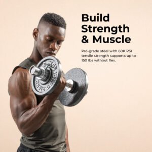 Sunny Health & Fitness 16" Olympic Dumbbell Handles with Ring Collars