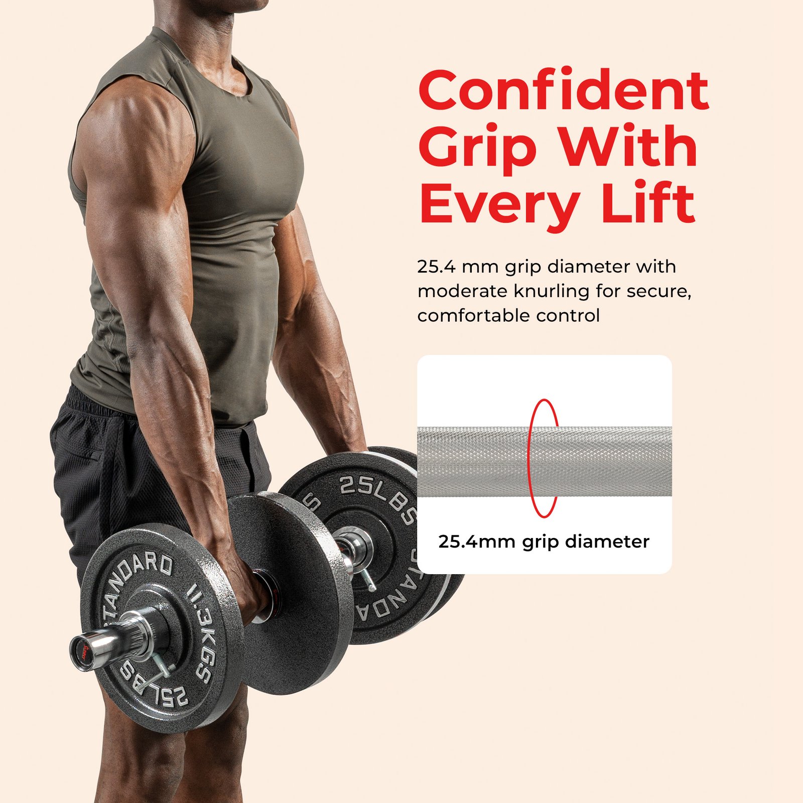 Sunny Health & Fitness 20" Olympic Dumbbell Handles with Ring Collars - Image 2