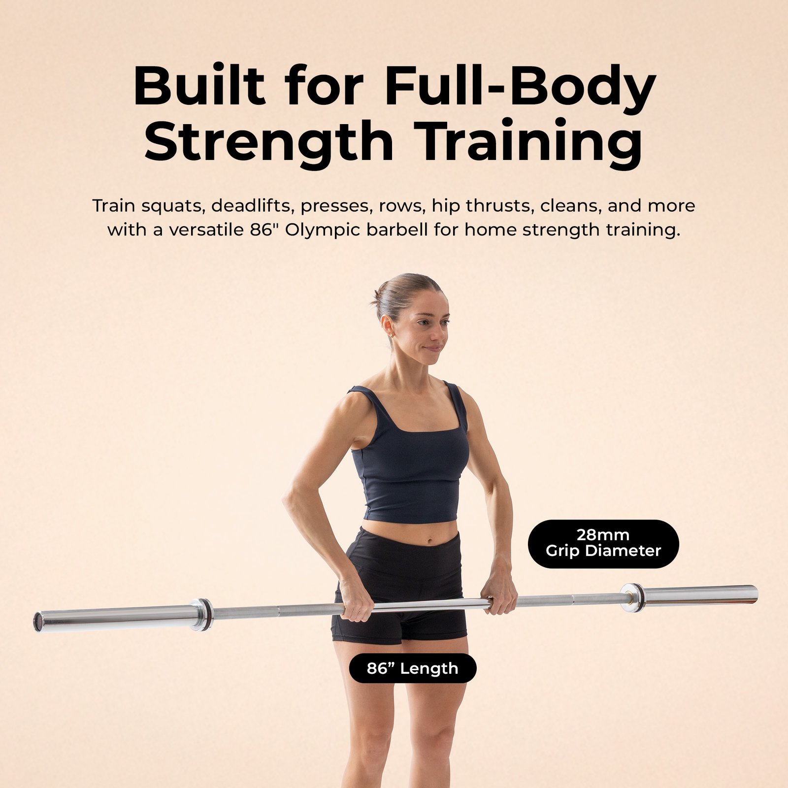 Sunny Health & Fitness 86" Olympic Bar 28MM Diameter