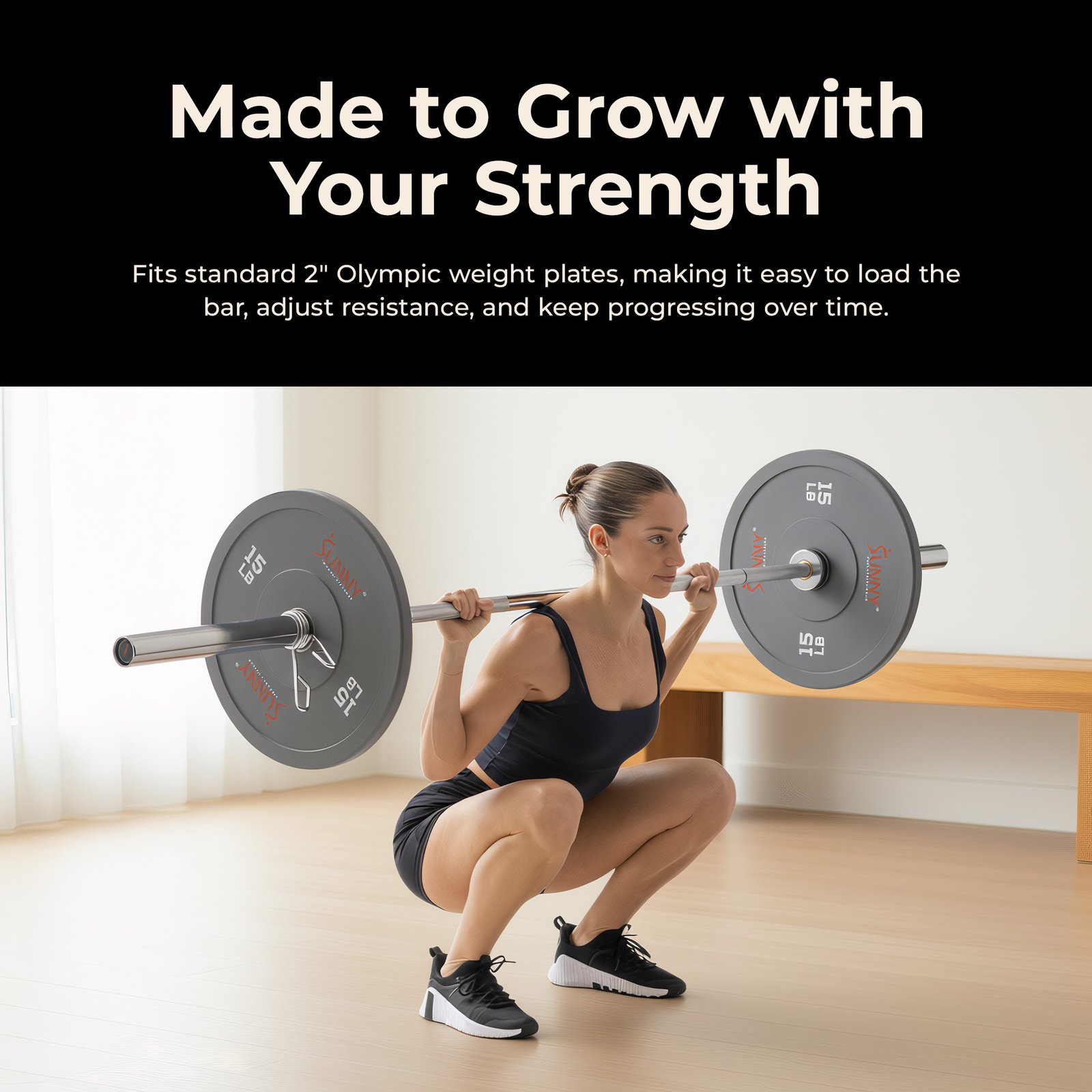 Sunny Health & Fitness 86" Olympic Bar 28MM Diameter - Image 5