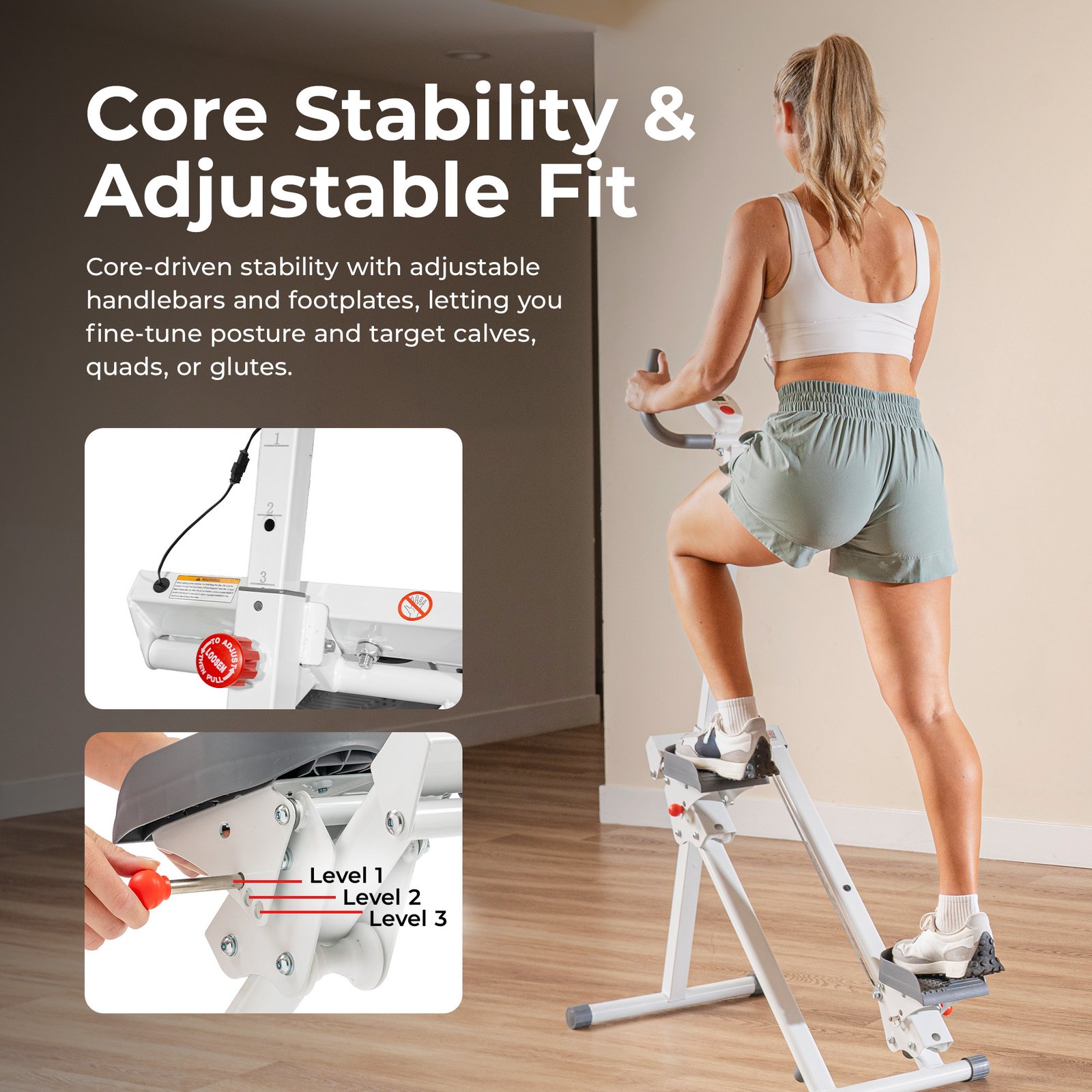 Sunny Health & Fitness Smart & Compact Step Climber in White - SF-S025025WT - Image 2