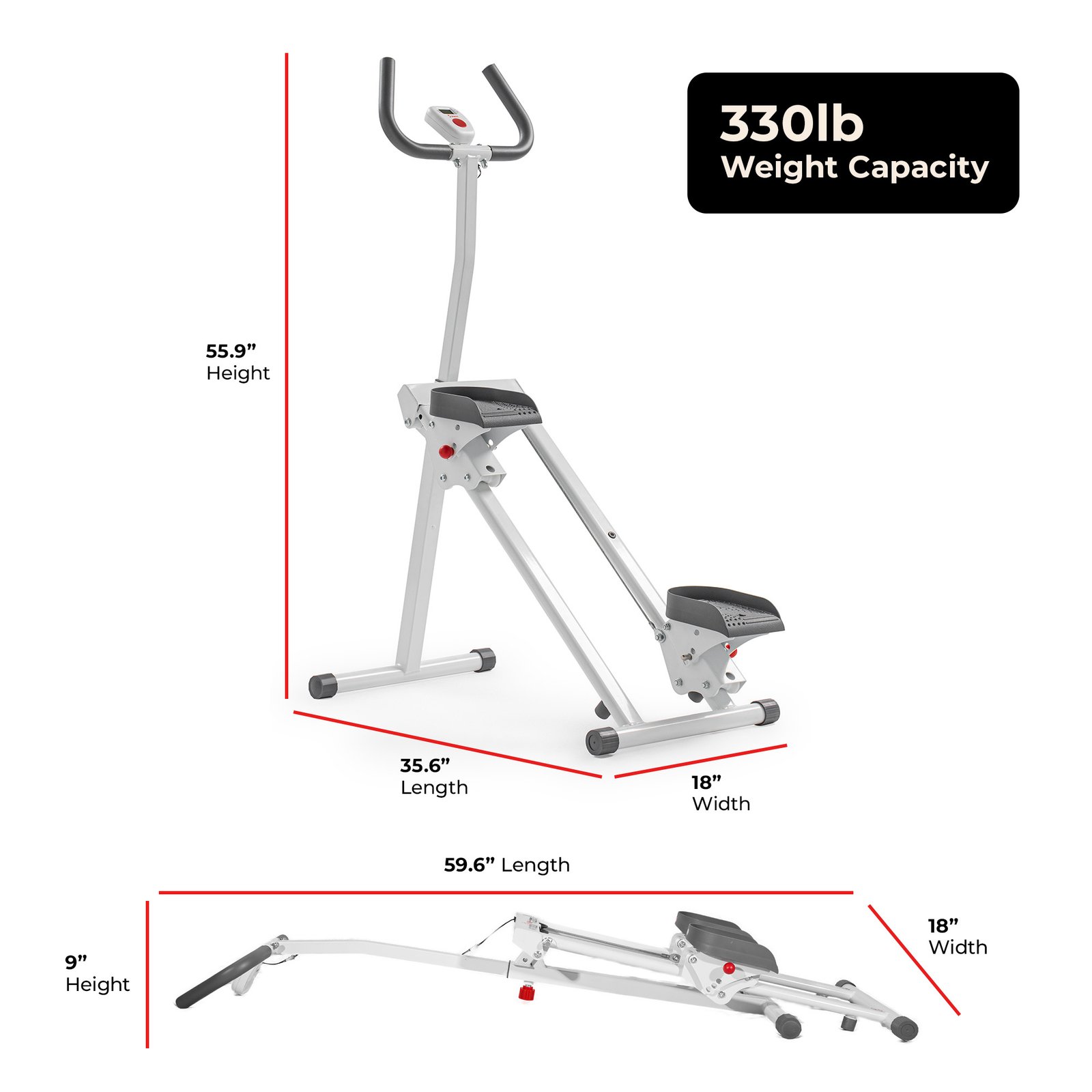 Sunny Health & Fitness Smart & Compact Step Climber in White - SF-S025025WT - Image 6