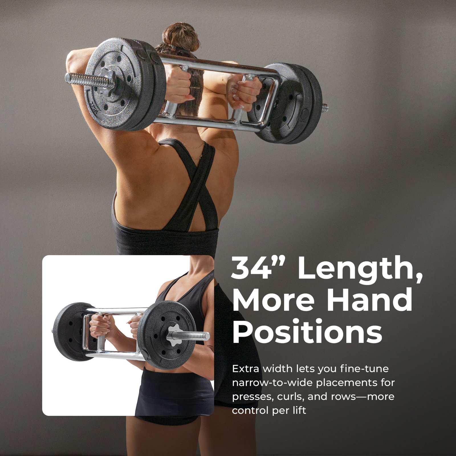 Sunny Health & Fitness 34" Threaded Chrome Barbell Bar - Image 6