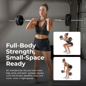 Sunny Health & Fitness 60" Threaded Chrome Barbell Bar