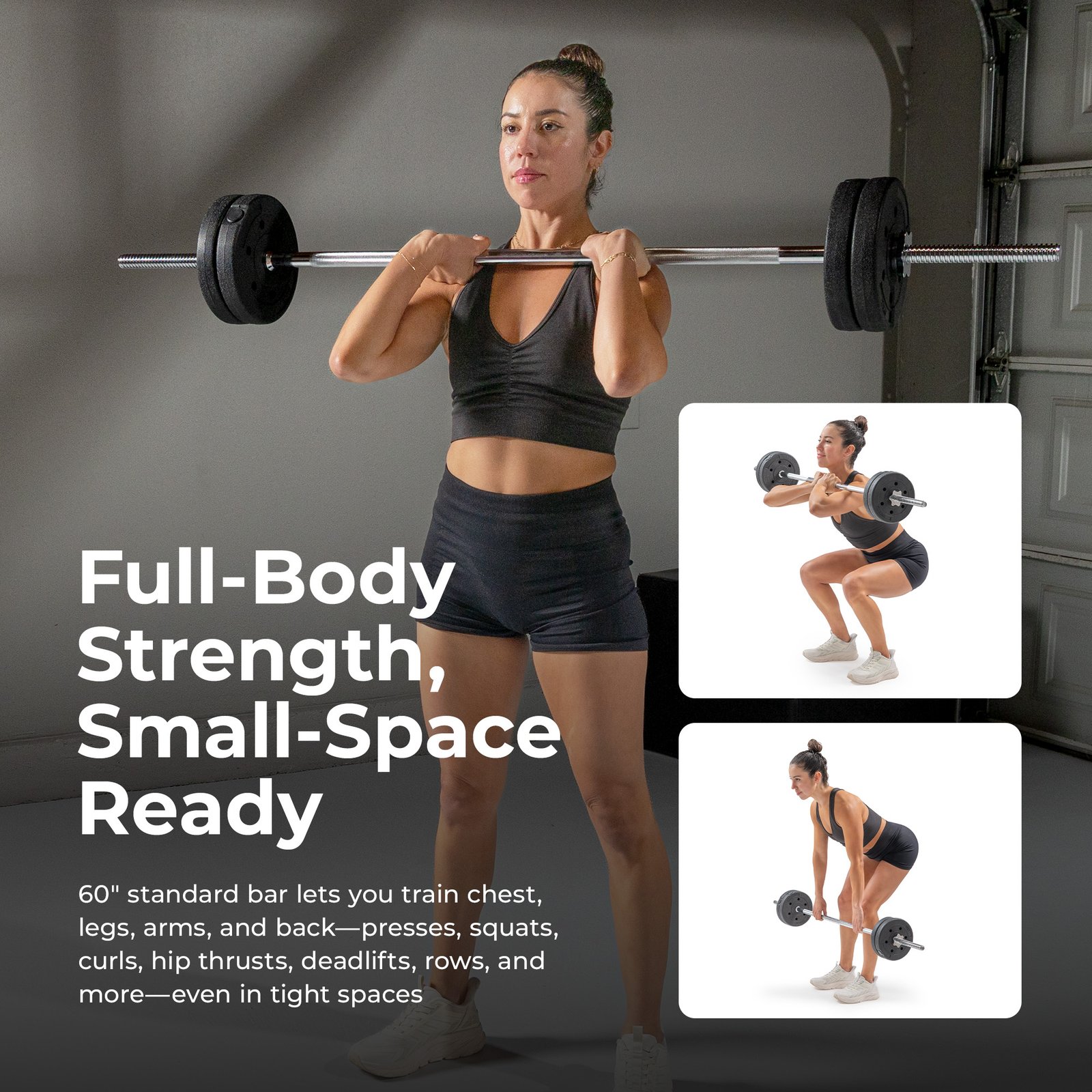 Sunny Health & Fitness 60" Threaded Chrome Barbell Bar