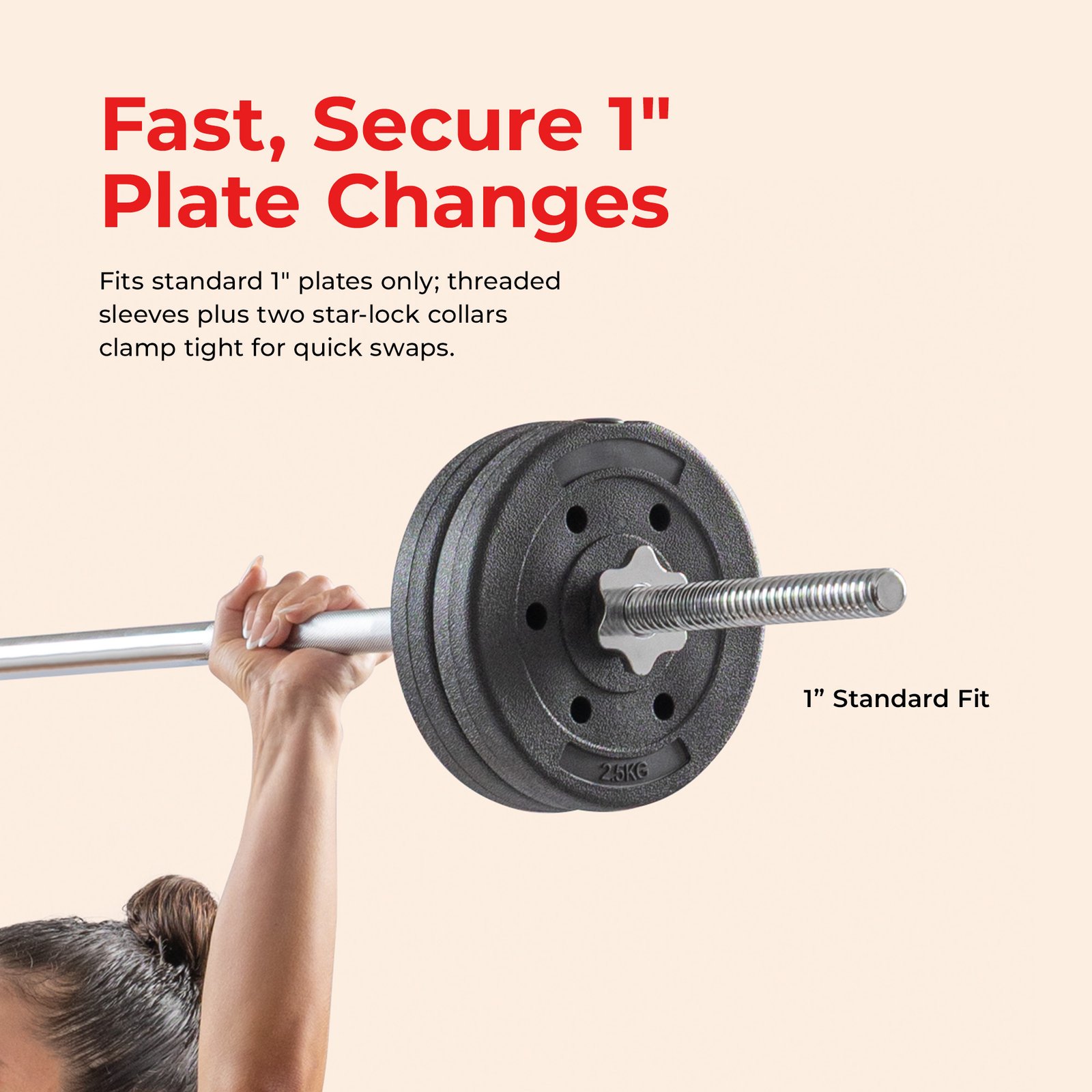 Sunny Health & Fitness 60" Threaded Chrome Barbell Bar - Image 3